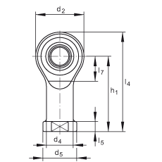 桿端軸承 GIKPSR30-PS, 根據(jù) DIN ISO 12 240-4 標(biāo)準(zhǔn)，特種鋼材料，帶右旋內(nèi)螺紋，免維護(hù)