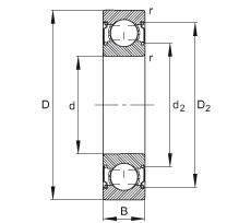 深溝球軸承 6205-C-2Z, 修正的內(nèi)部結(jié)構(gòu)（C 代），根據(jù) DIN 625-1 標(biāo)準(zhǔn)的主要尺寸，兩側(cè)間隙密封