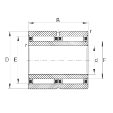 滾針軸承 NAO30X45X26-ZW-ASR1, 無擋邊，雙列
