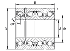 推力角接觸球軸承 ZKLN4075-2RS-2AP, 配對，雙向，兩側(cè)唇密封