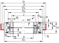 推力角接觸球軸承 ZKLDF120, 雙向，螺釘安裝，兩側(cè)帶密封蓋