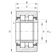 支撐型滾輪 PWTR3580-2RS, 滿裝滾子，軸向引導(dǎo)，兩側(cè)唇密封