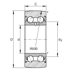 滾輪 LR50/6-2RSR, 雙向，兩側(cè)密封