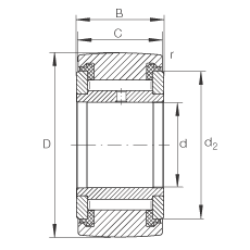 支撐型滾輪 NATV5-PP, 滿裝滾針，軸向引導(dǎo)，兩側(cè)用推力滑動(dòng)墊圈