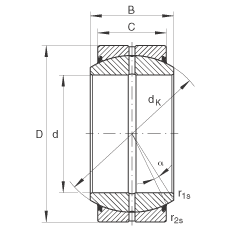 關(guān)節(jié)軸承 GE70-DO-2RS, 根據(jù) DIN ISO 12 240-1 標(biāo)準(zhǔn), 需維護，兩側(cè)唇密封