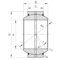 關(guān)節(jié)軸承 GE160-FO-2RS, 根據(jù) DIN ISO 12 240-1 標(biāo)準(zhǔn), 需維護(hù)，兩側(cè)唇密封