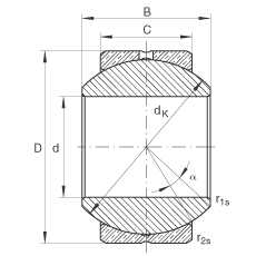 關(guān)節(jié)軸承 GE8-PB, 根據(jù) DIN ISO 12 240-1 標(biāo)準(zhǔn)，尺寸系列 K，需維護(hù)