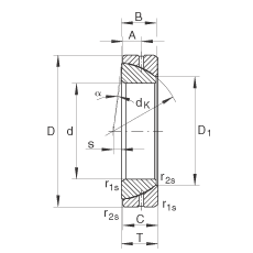 角接觸關(guān)節(jié)軸承 GE70-SX, 根據(jù) DIN ISO 12 240-2 標(biāo)準(zhǔn)，需維護(hù)