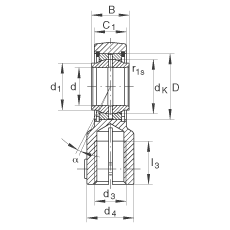 液壓桿端軸承 GIHNRK40-LO, 根據(jù) DIN ISO 12 240-4 標(biāo)準(zhǔn)，帶右旋螺紋夾緊裝置，需維護(hù)
