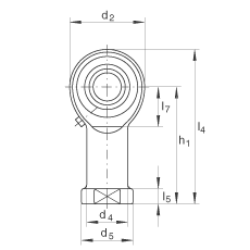 桿端軸承 GIKL5-PB, 根據(jù) DIN ISO 12 240-4 標(biāo)準(zhǔn)，帶左旋內(nèi)螺紋，需維護(hù)