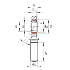 桿端軸承 GAR60-UK-2RS, 根據(jù) DIN ISO 12 240-4 標(biāo)準(zhǔn)，帶右旋外螺紋，免維護(hù)，兩側(cè)唇密封
