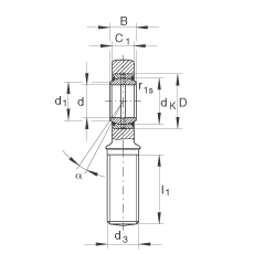 桿端軸承 GAR15-DO, 根據 DIN ISO 12 240-4 標準，帶右旋外螺紋，需維護