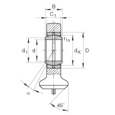 液壓桿端軸承 GK40-DO, 根據(jù) DIN ISO 12 240 標(biāo)準(zhǔn)，帶焊接面，需維護(hù)