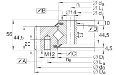 交叉滾子軸承 XSA140544-N, 標(biāo)準(zhǔn)系列 14， 外部的齒輪齒，兩側(cè)唇密封
