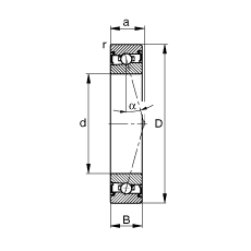 主軸軸承 HSS71912-C-T-P4S, 調節(jié)，成對安裝，接觸角 α = 15°，兩側唇密封，非接觸，加嚴公差