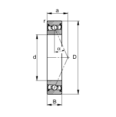 主軸軸承 HSS71906-E-T-P4S, 調(diào)節(jié)，成對(duì)安裝，接觸角 α = 25°，兩側(cè)唇密封，非接觸，限制公差