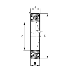 主軸軸承 HCS71910-C-T-P4S, 調(diào)節(jié)，成對安裝，接觸角 α = 15°，兩側(cè)唇密封，非接觸，限制公差