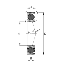 主軸軸承 HCB71910-C-T-P4S, 調(diào)節(jié)，成對或單元安裝，接觸角 α = 15°，陶瓷球，限制公差