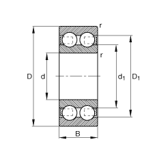 深溝球軸承 4312-B-TVH, 根據(jù) DIN 625-3 標(biāo)準(zhǔn)的主要尺寸，雙列