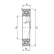 主軸軸承 HS7028-C-T-P4S, 調(diào)節(jié)，成對(duì)安裝，接觸角 α = 15°，限制公差