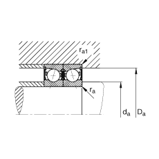 主軸軸承 B7014-C-2RSD-T-P4S, 調(diào)節(jié)，成對安裝，接觸角 α = 15°，兩側(cè)唇密封，非接觸，加嚴(yán)公差