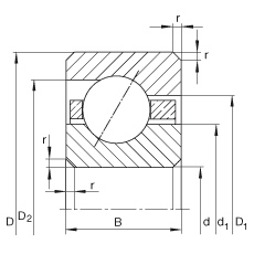 薄截面軸承 CSEA050, 角接觸球軸承，類型E，運行溫度 -54°C 到 +120°C