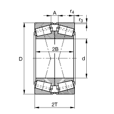 圓錐滾子軸承 32940-A-N11CA, 根據(jù) DIN ISO 355 / DIN 720 標(biāo)準(zhǔn)的主要尺寸，可分離，X型成對布置，有軸向內(nèi)部游隙